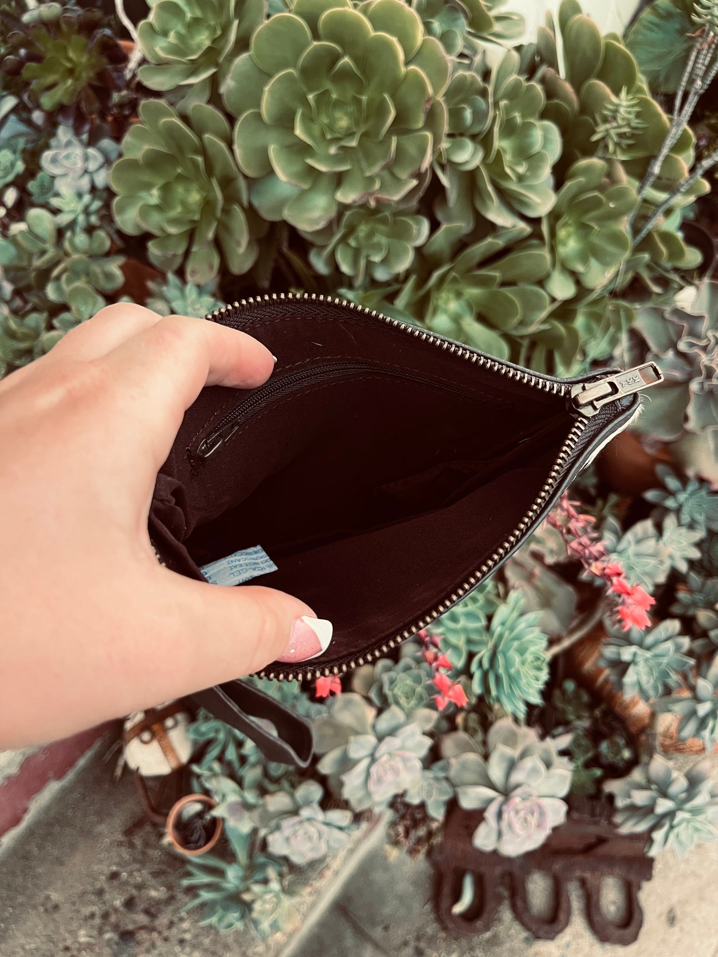 Cowhide wristlet