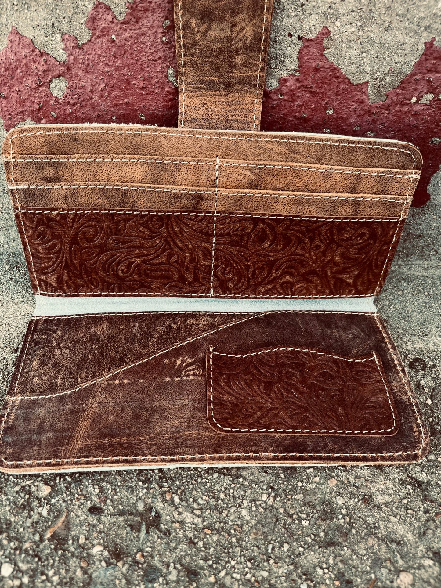 Tooled leather wallet