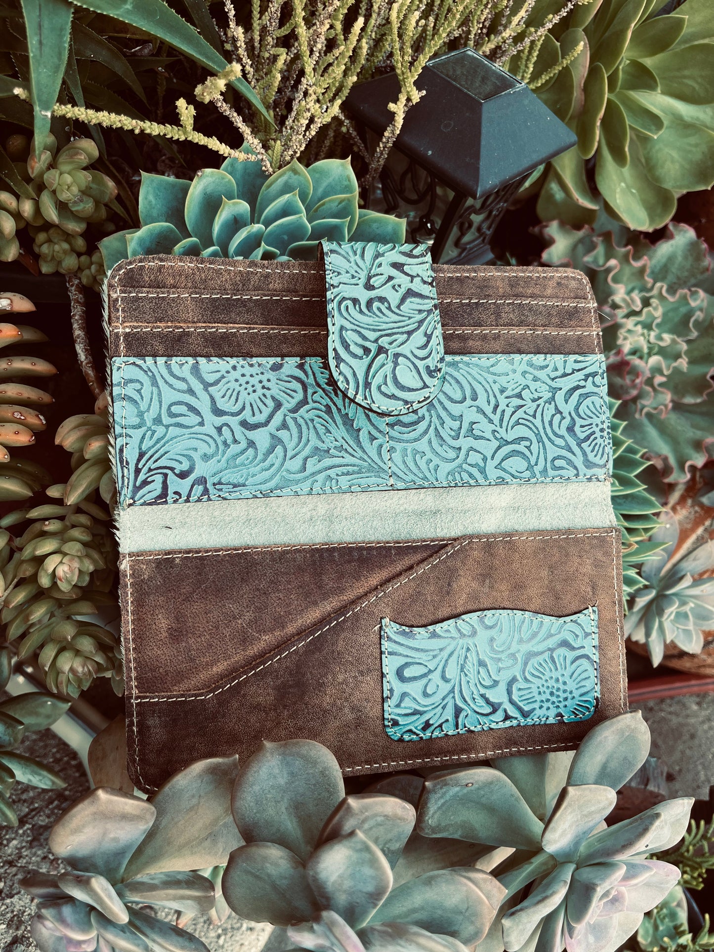 The tooled turquoise wallet