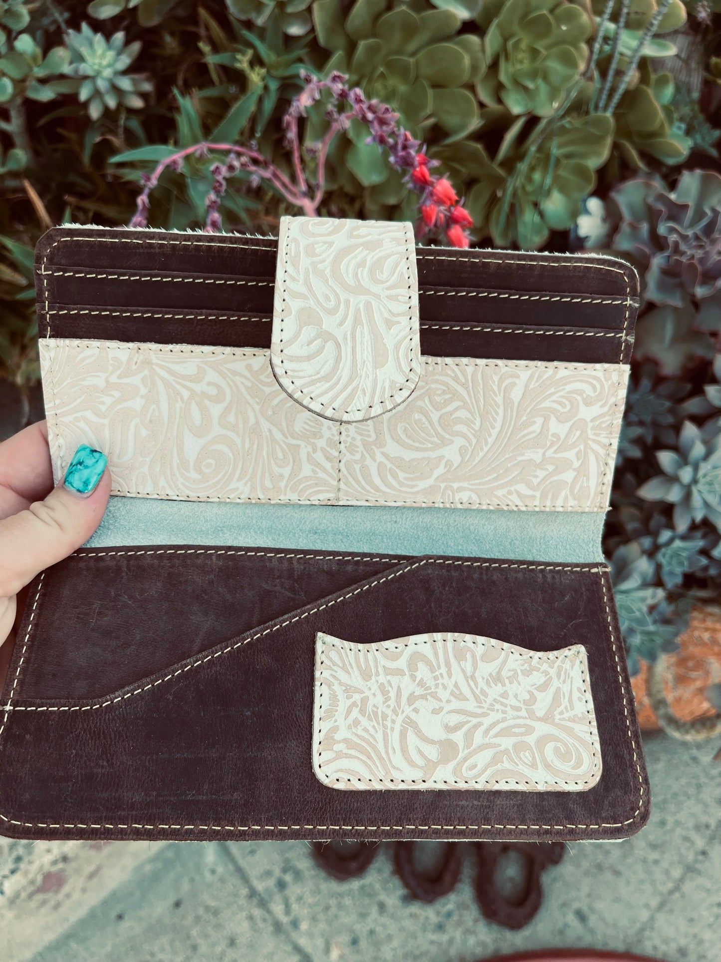 Cream leather wallet