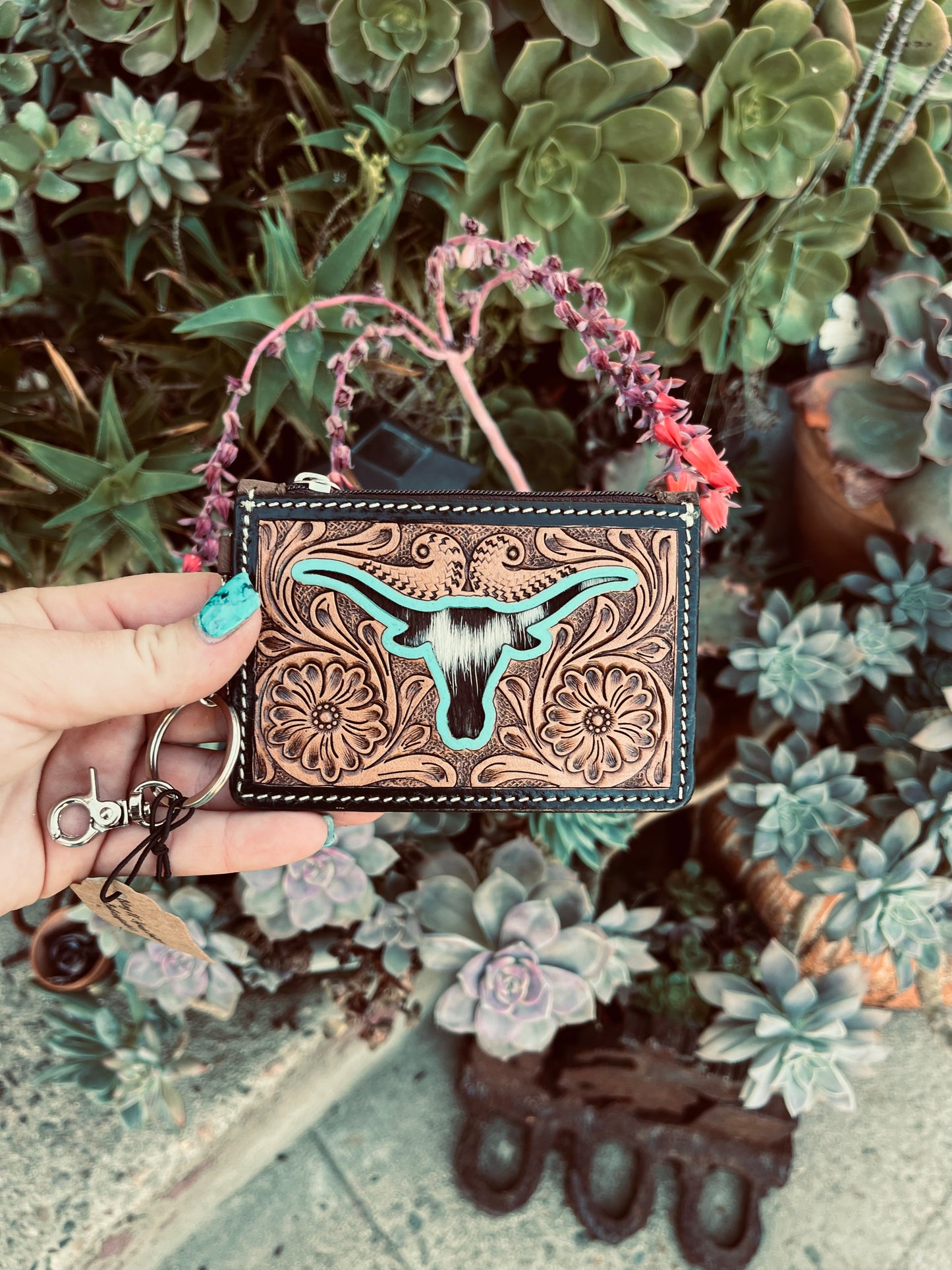 Long horn mini wallet keychain