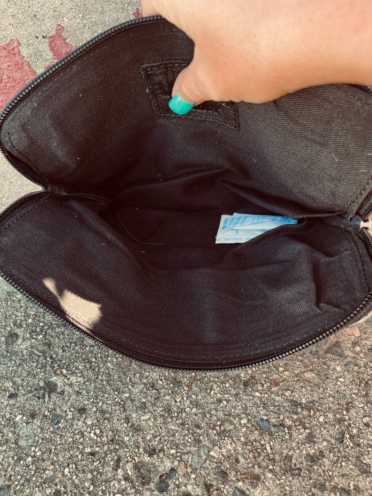 Patch cowhide bag