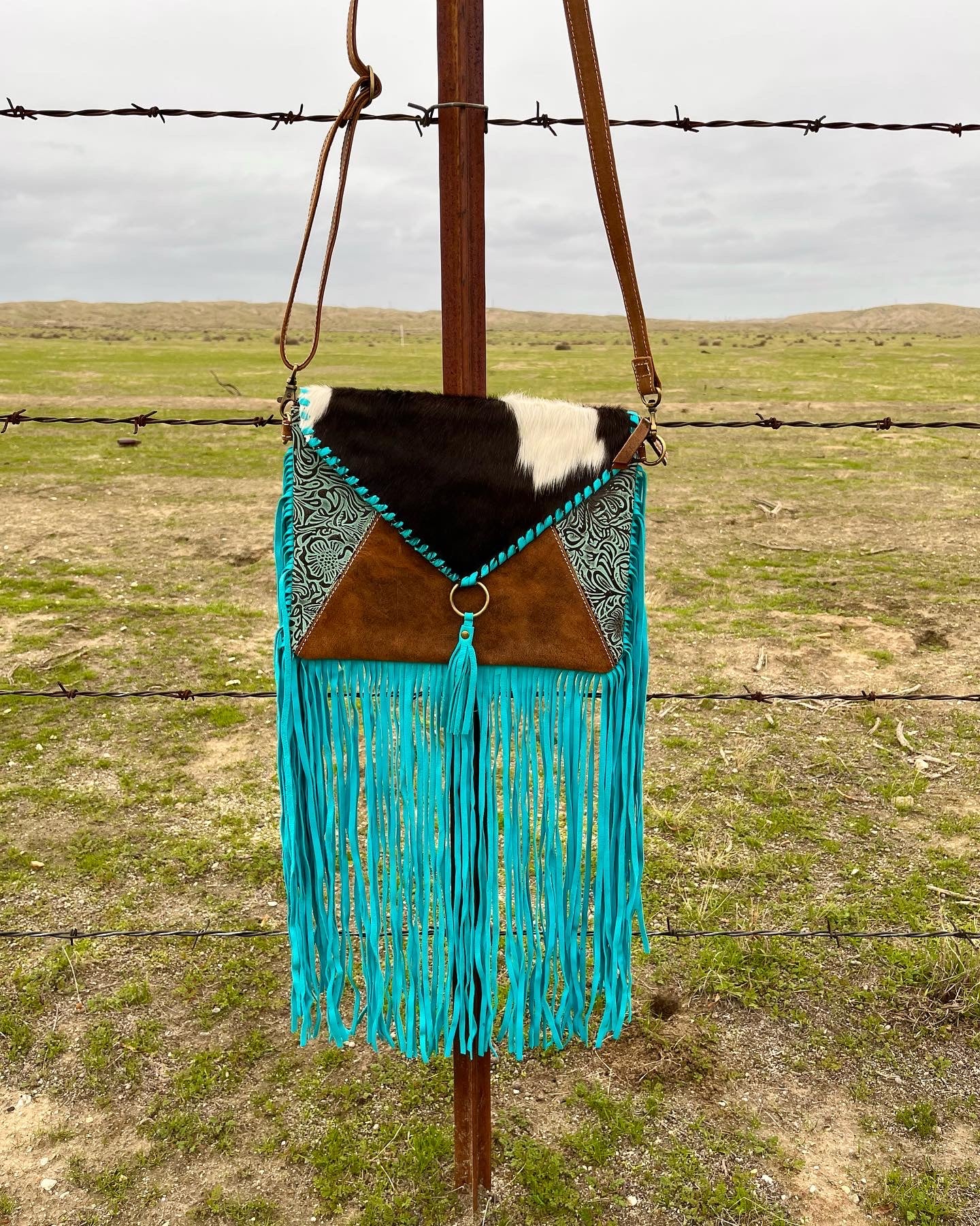 Turquoise fringe crossbody