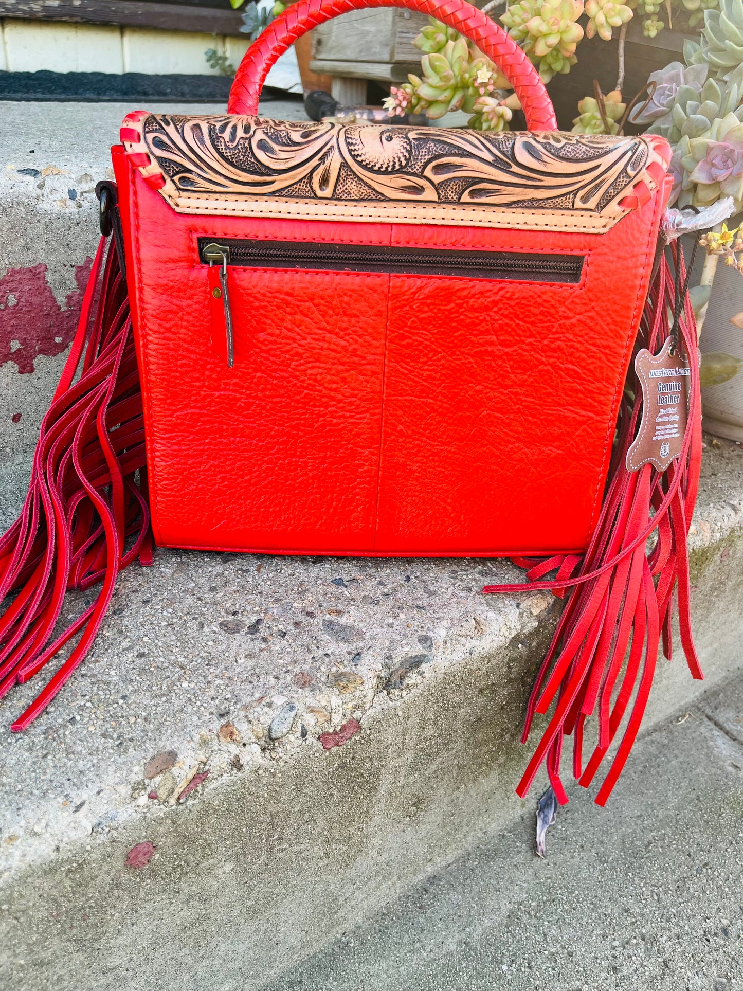 Red tooled crossbody