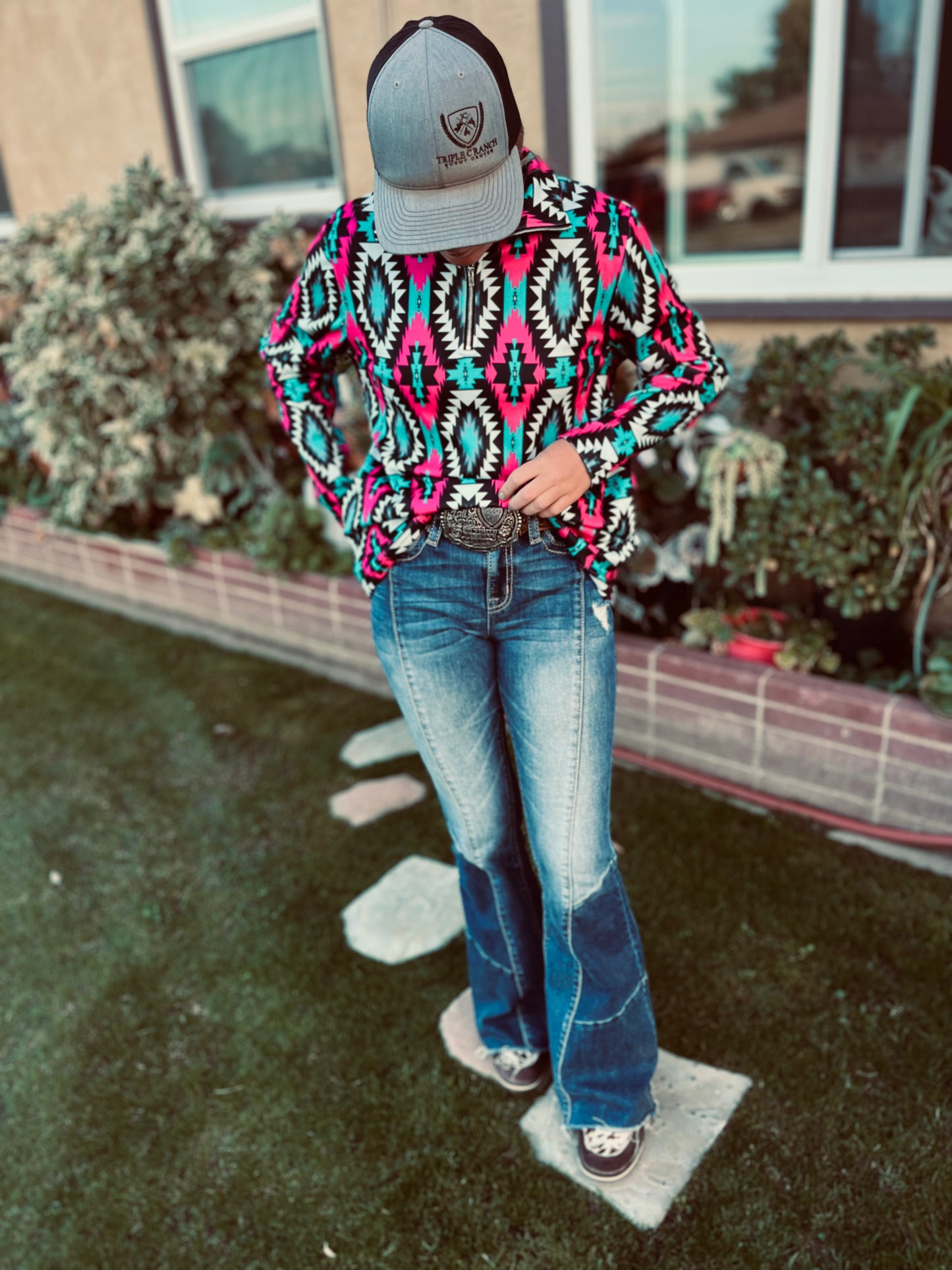 Pink aztec pullover
