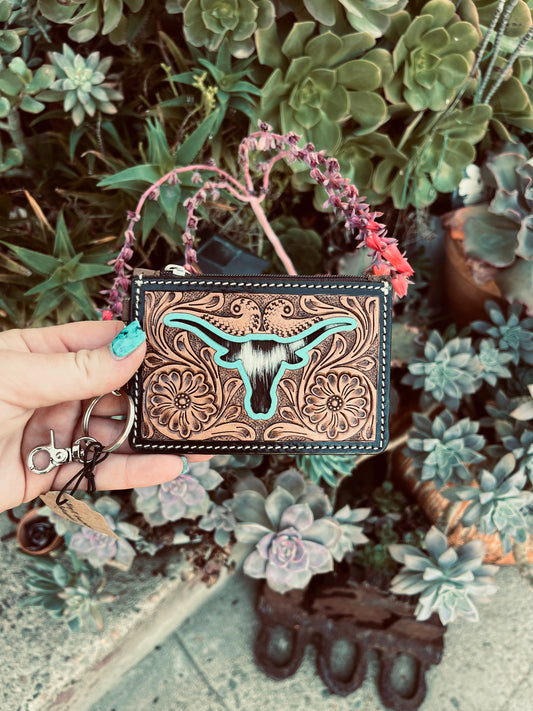 Long horn mini wallet keychain