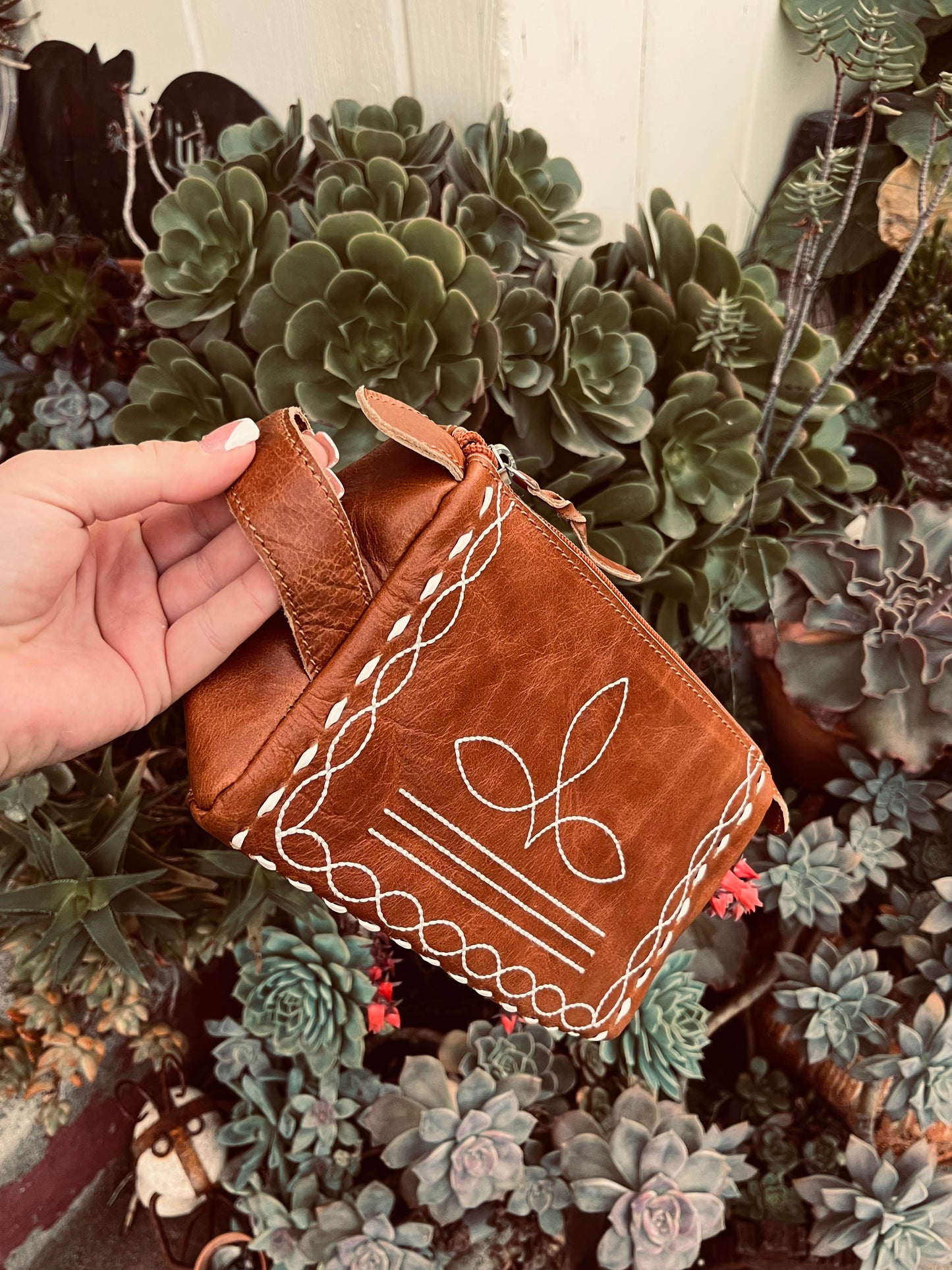 Boot stitch cosmetic bag