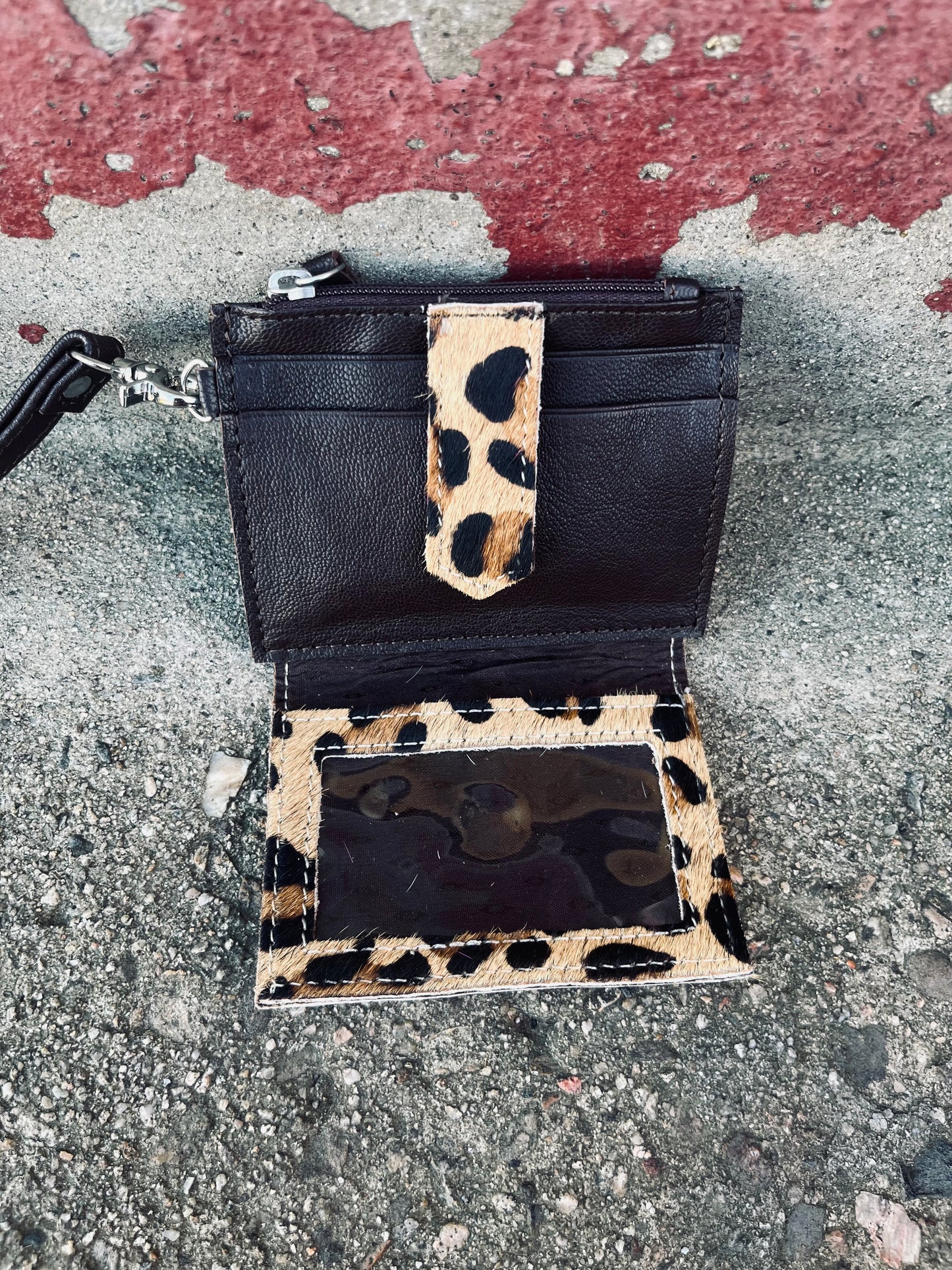 Leopard wallet wristlet