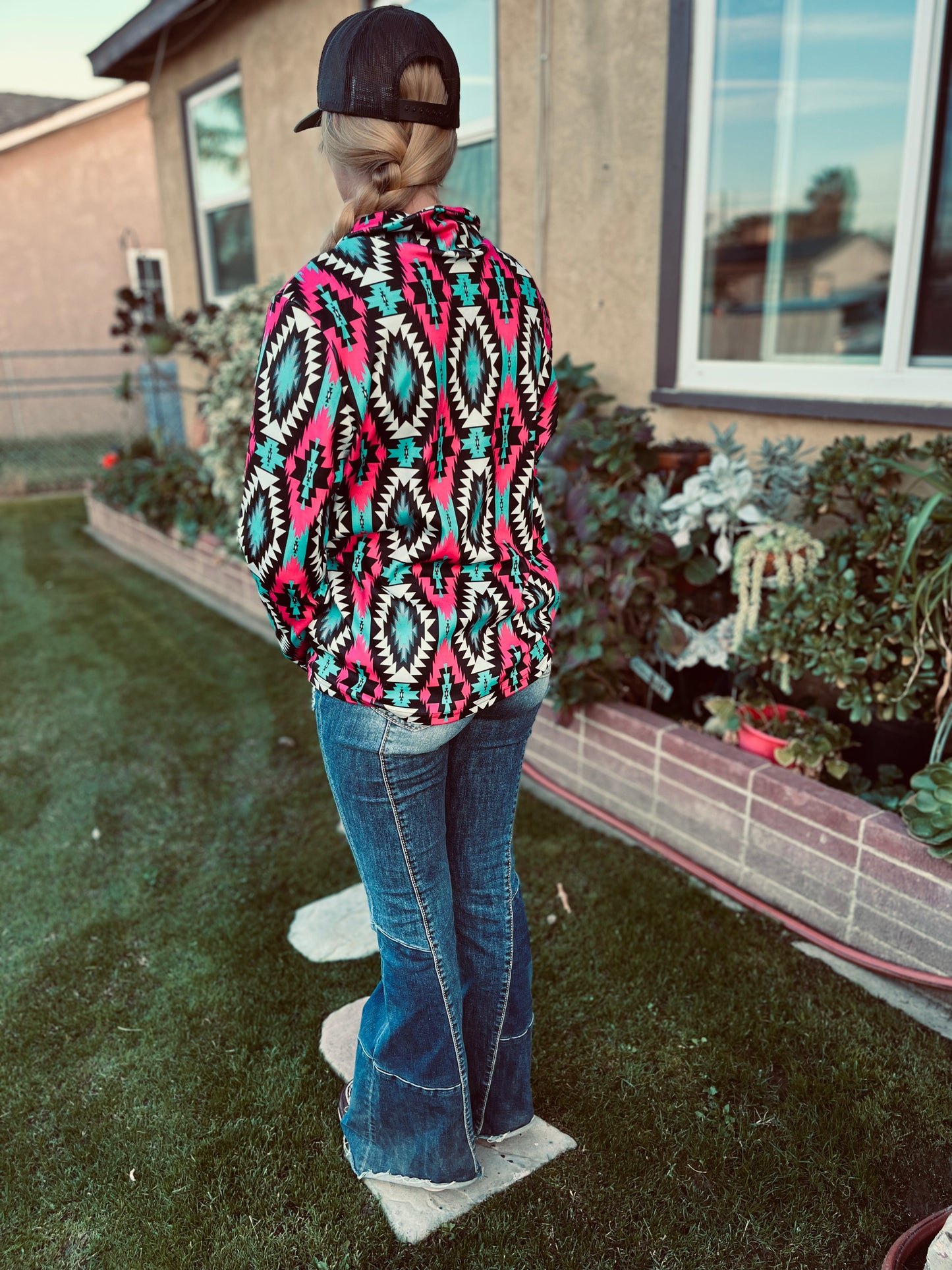 Pink aztec pullover