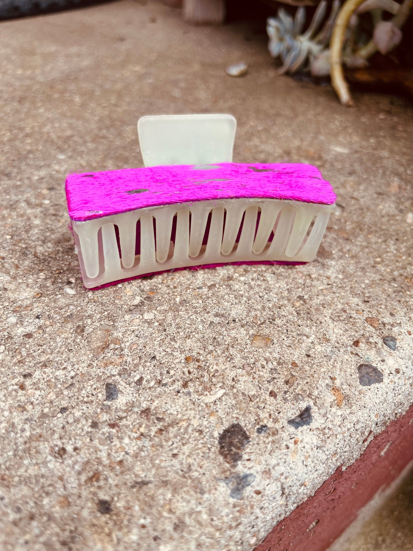 pink acid wash cowhide clip