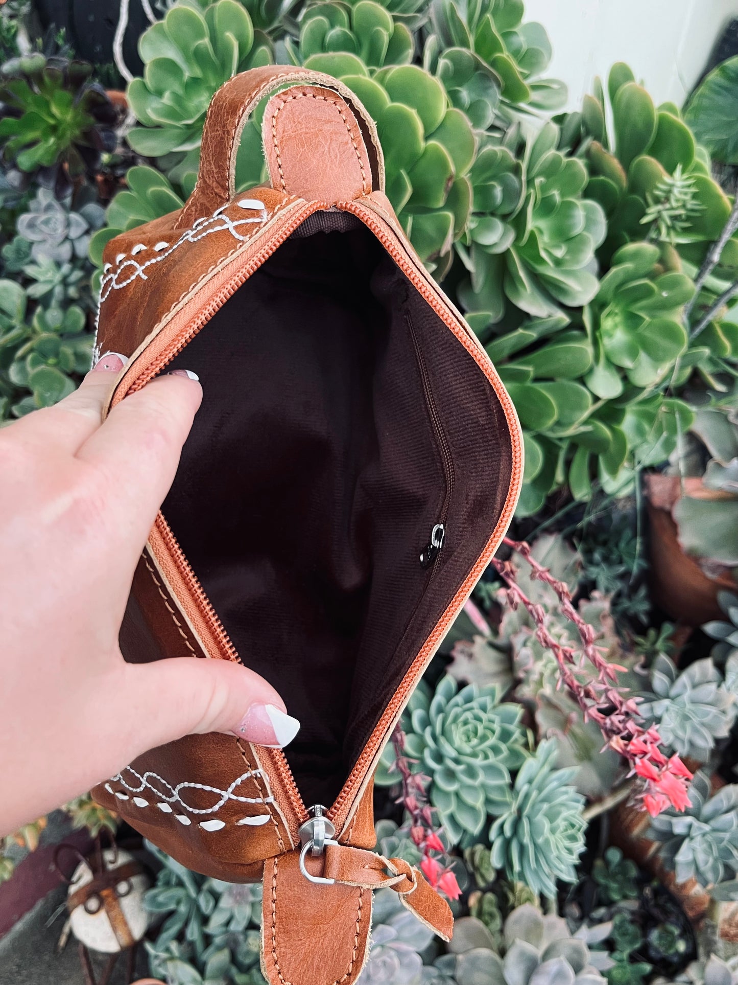 Boot stitch cosmetic bag