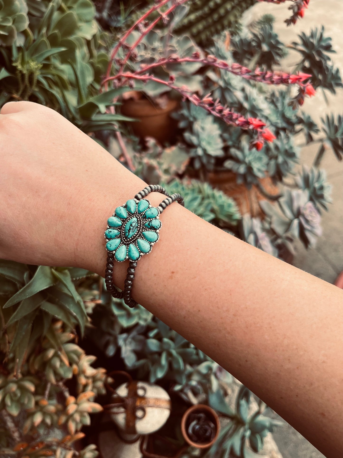 Squash blossom bracelet