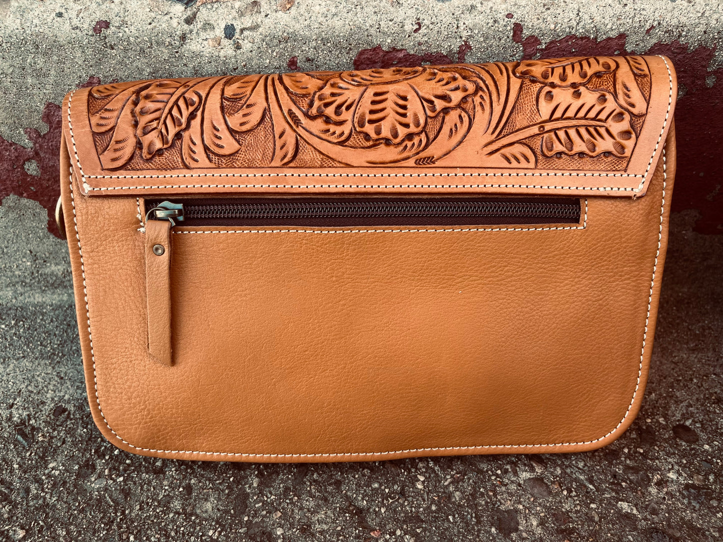 Tan + white crossbody