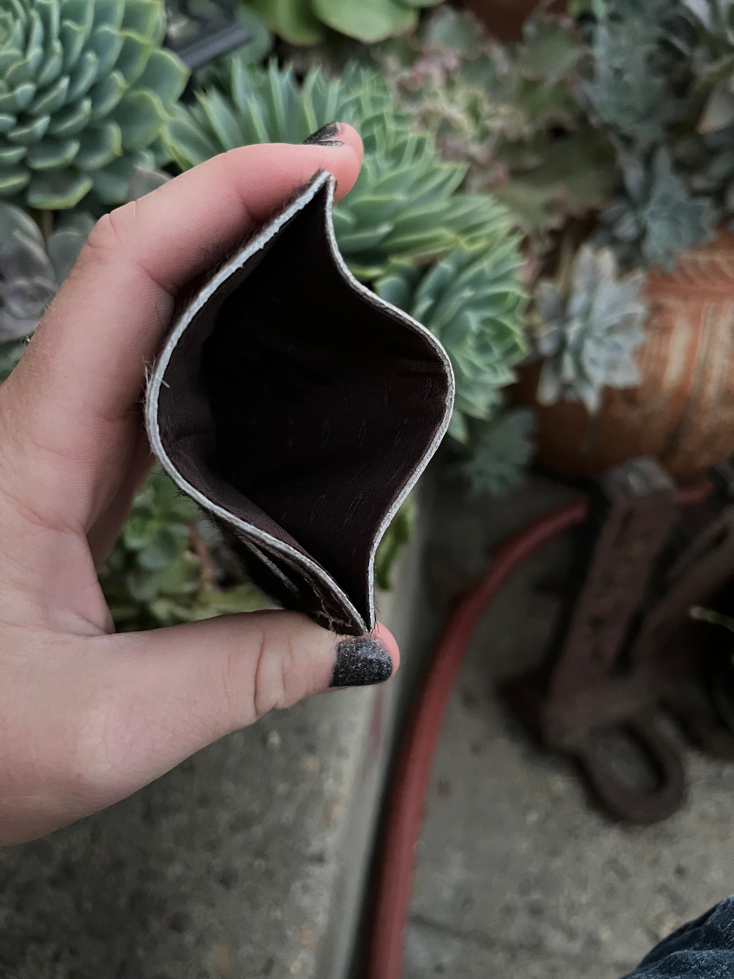 Brown cowhide card/money holder
