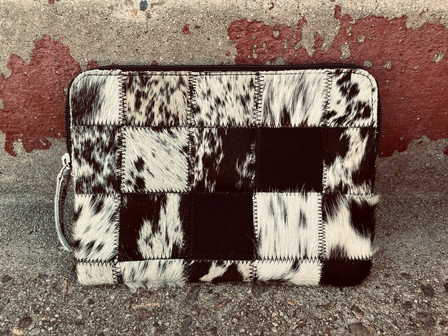 Patch cowhide bag
