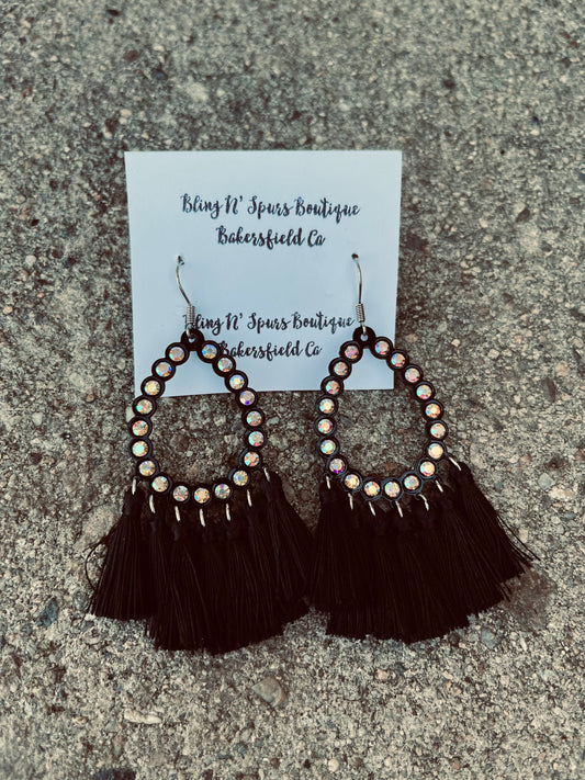 Rhinestone tassel earrings