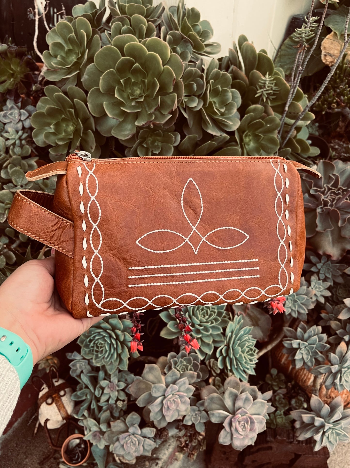 Boot stitch cosmetic bag