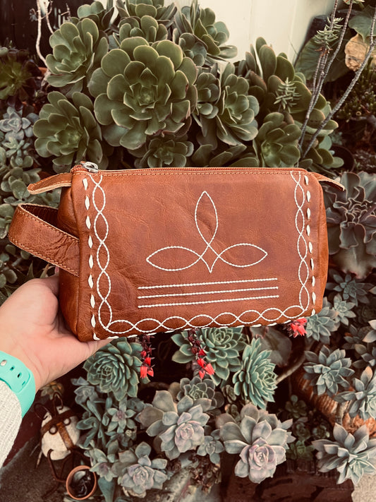 Boot stitch cosmetic bag