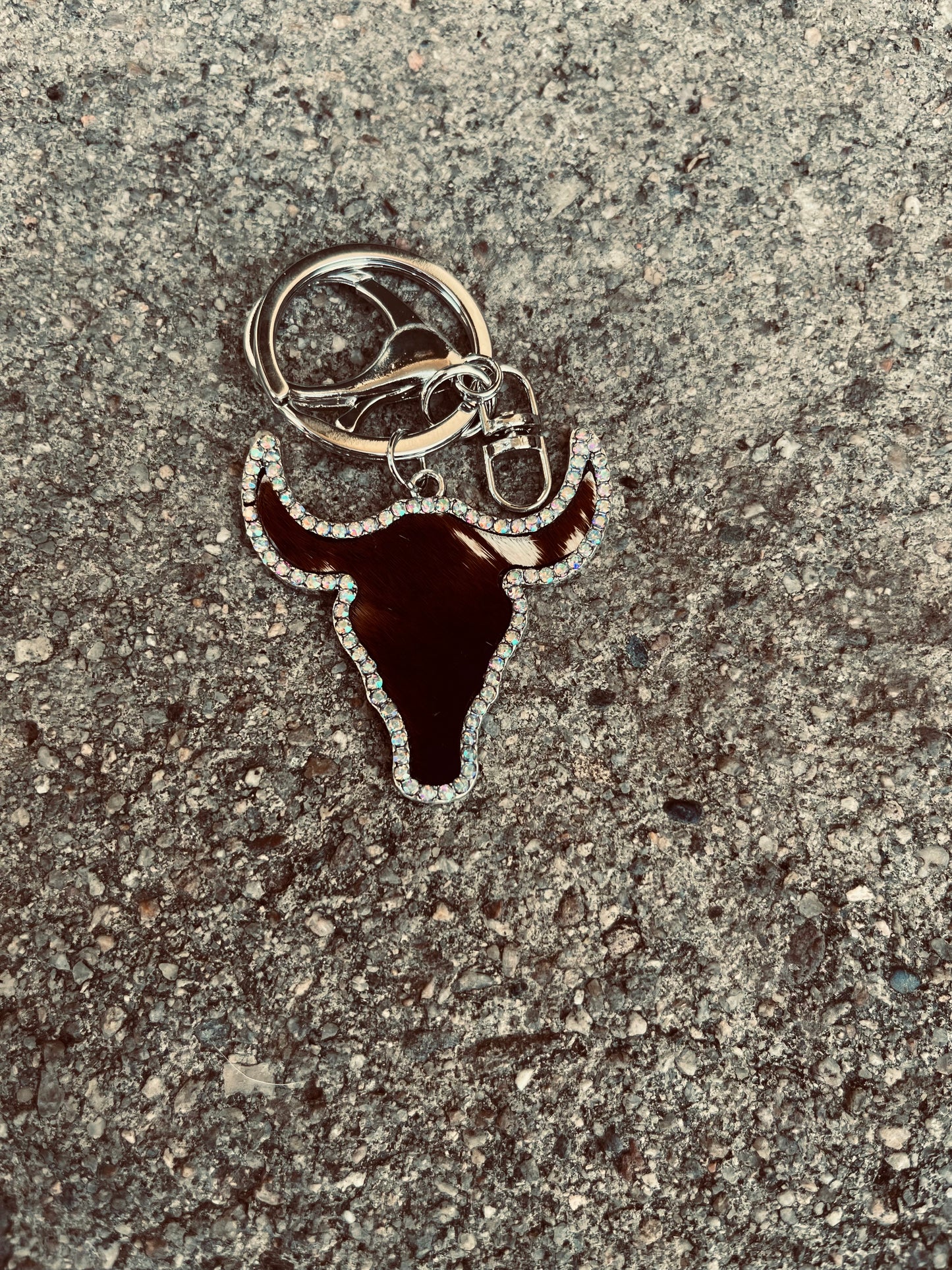 The rhinestone cowhide keychain