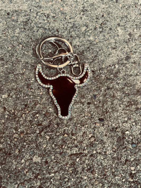 The rhinestone cowhide keychain