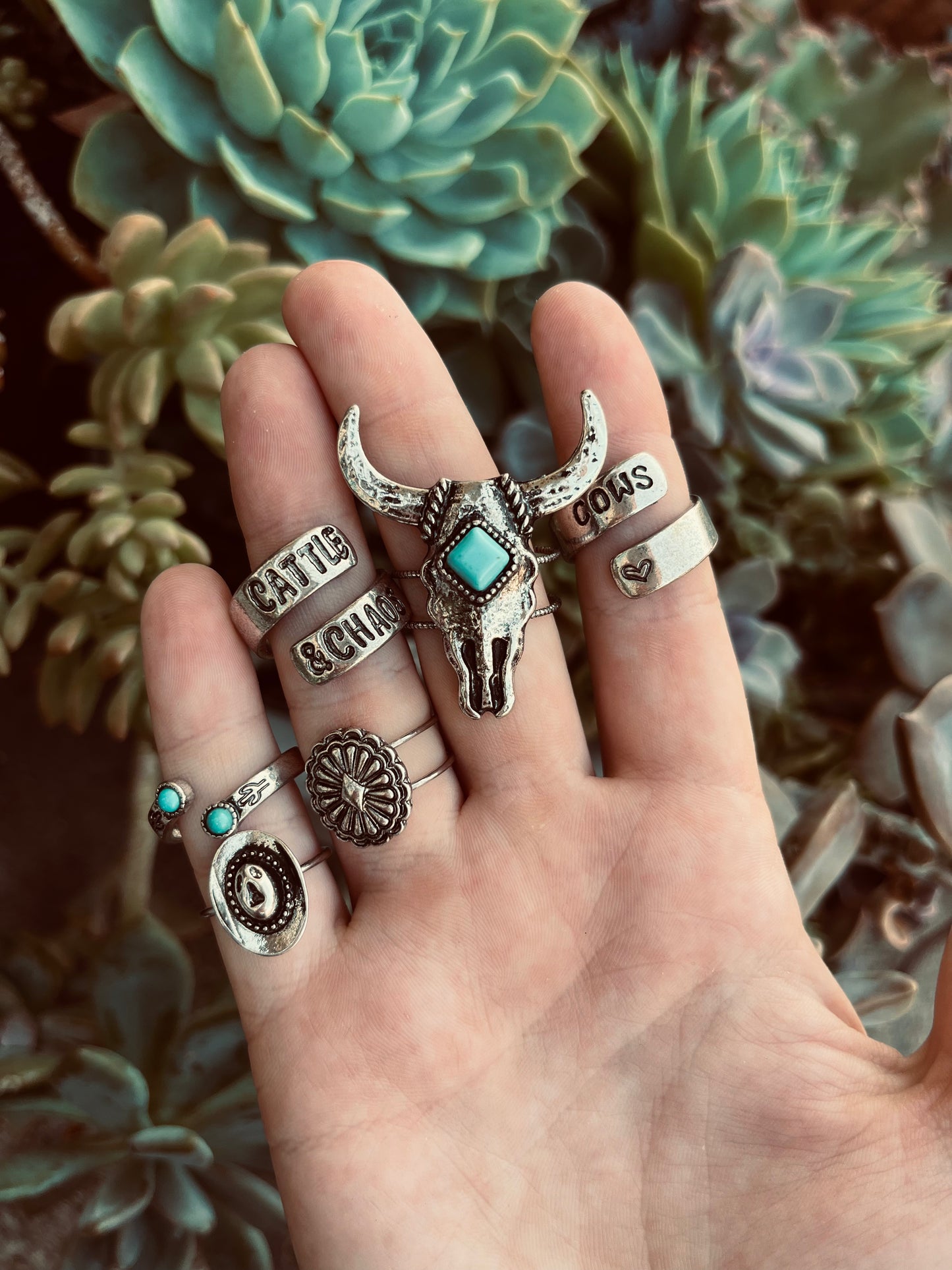 Long horn ring set