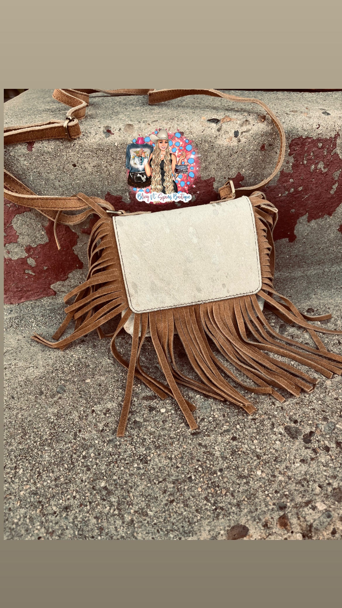 Kids cowhide crossbody