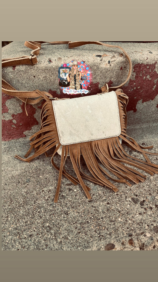 Kids cowhide crossbody