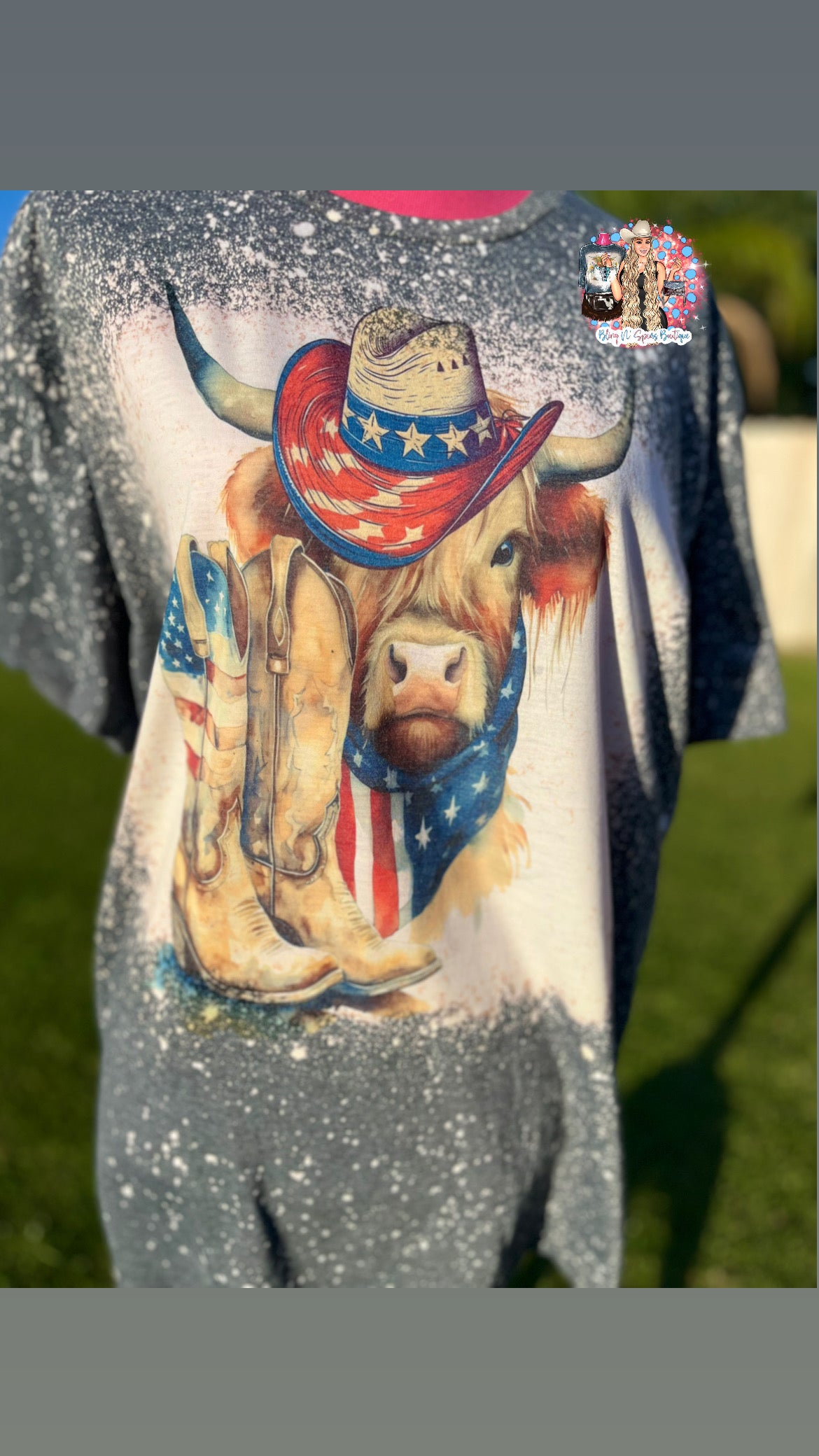 patriotic highland cow