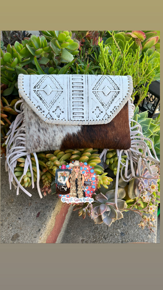 cowhide crossbody/wristlet