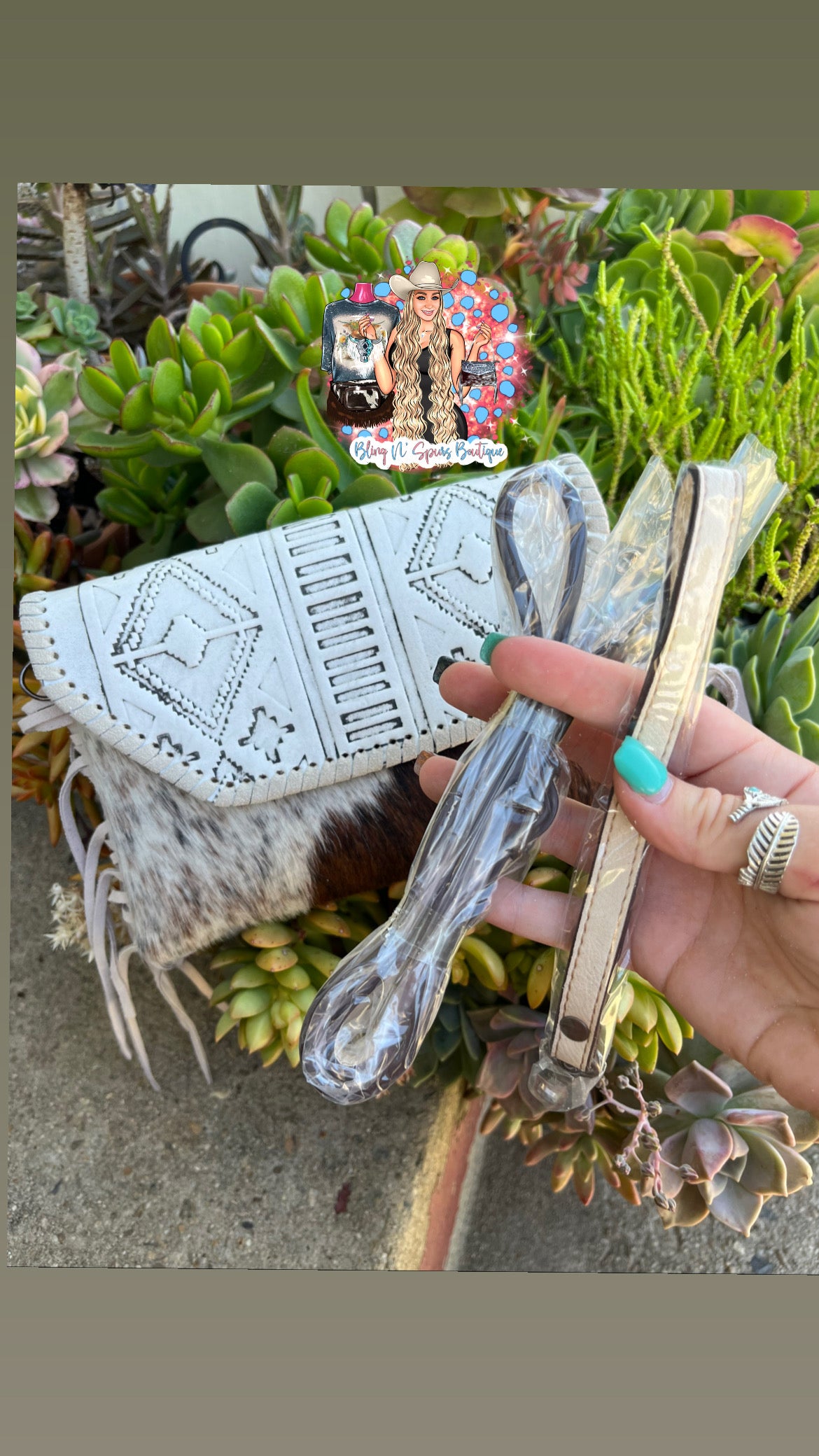 cowhide crossbody/wristlet