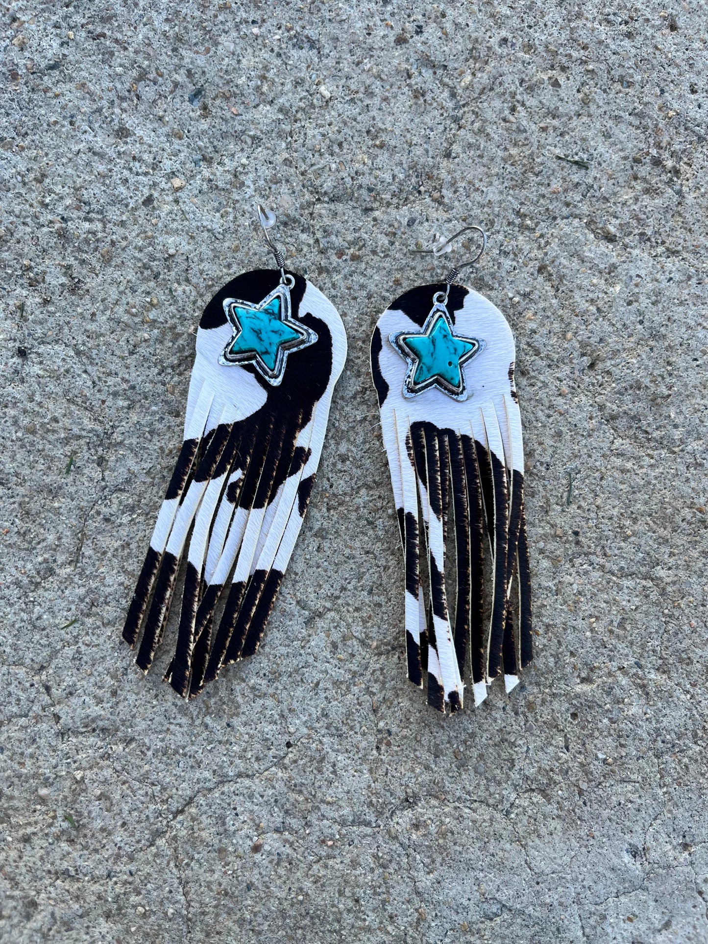 star cowhide earring