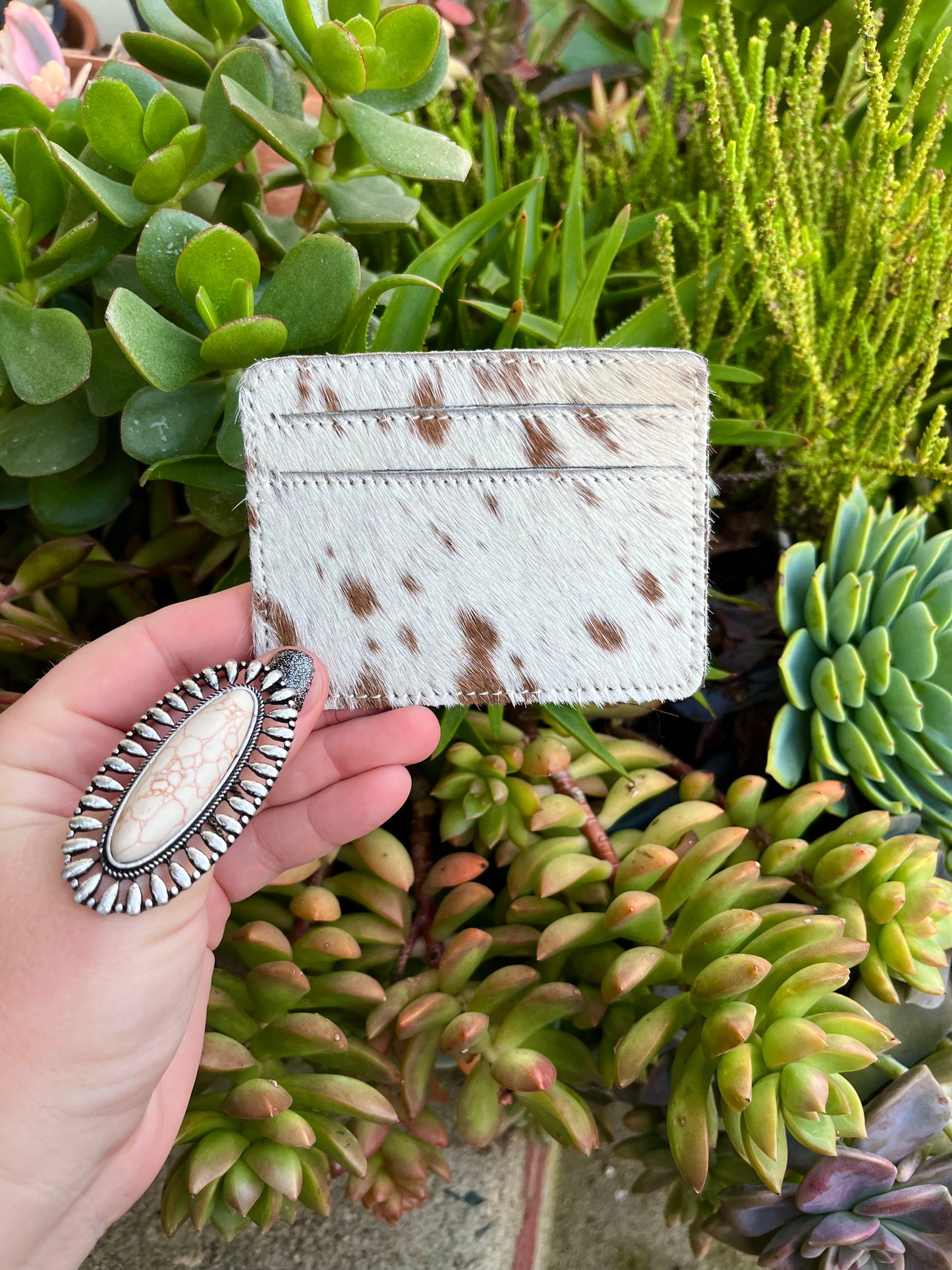 cowhide card holder