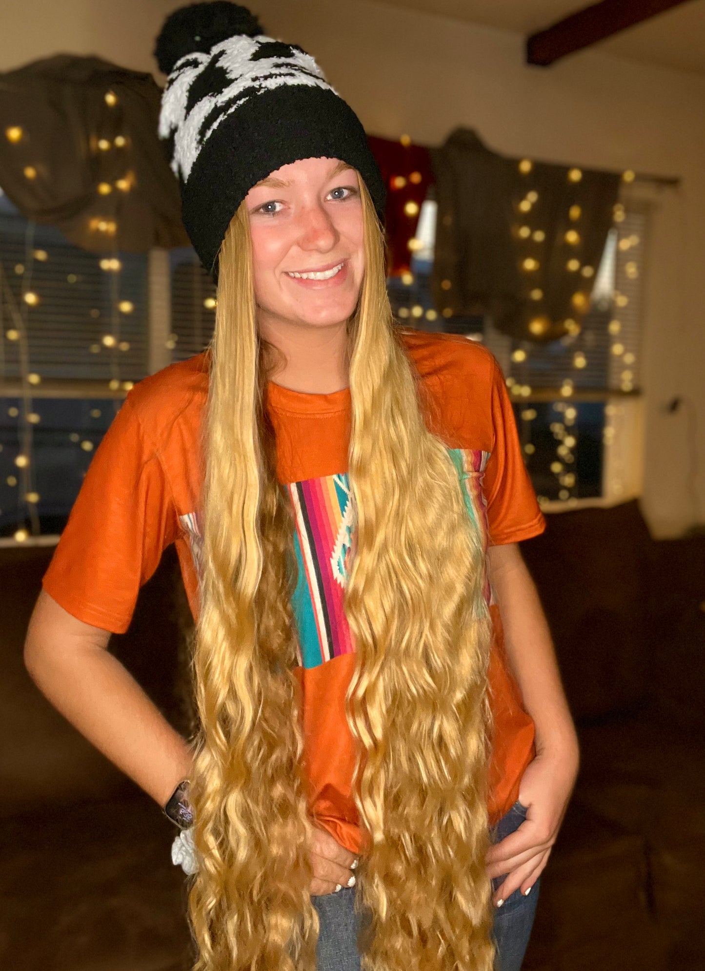 cow print beanie