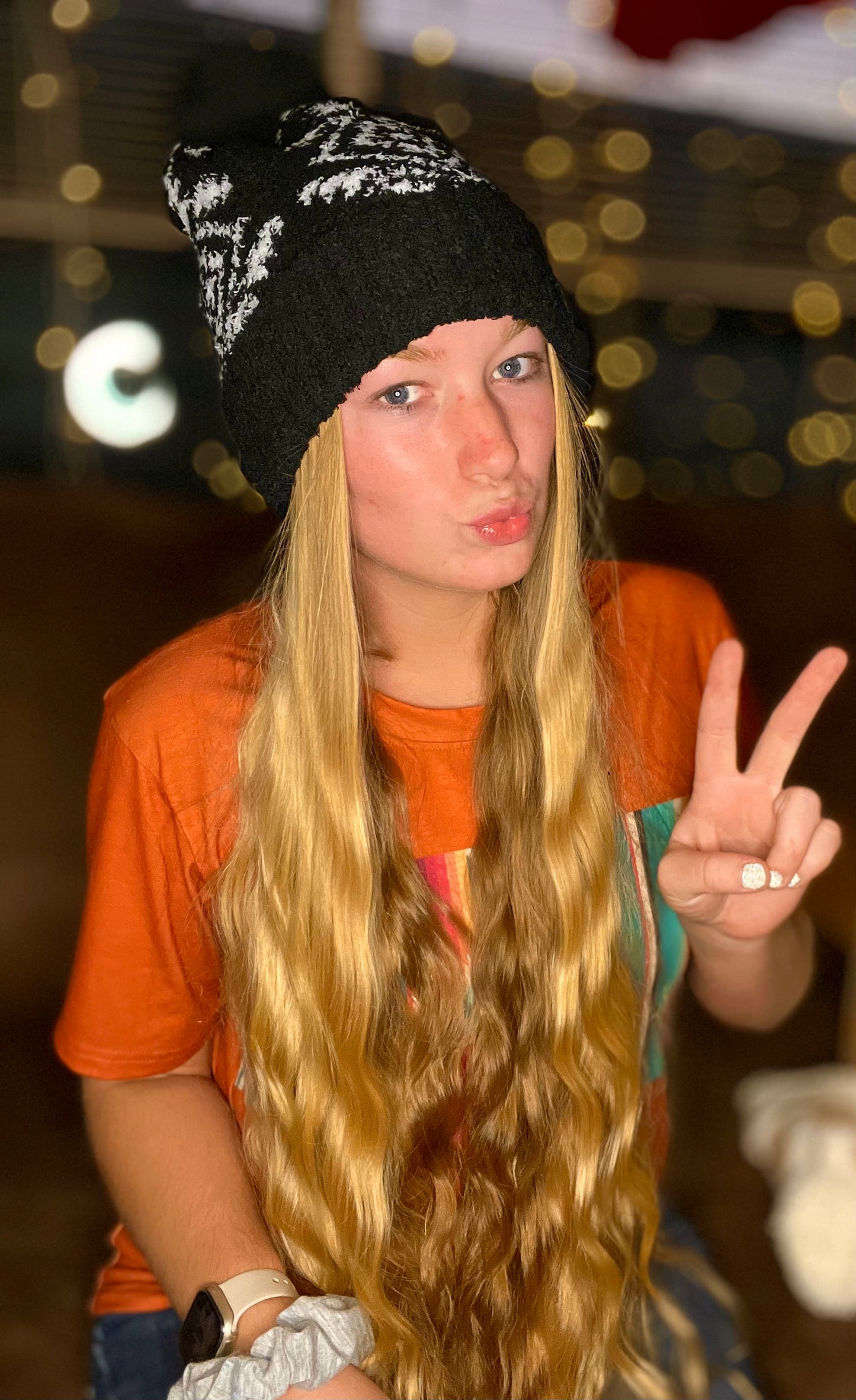 black aztec beanie