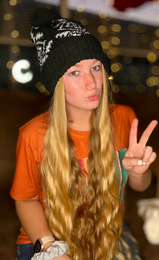 black aztec beanie