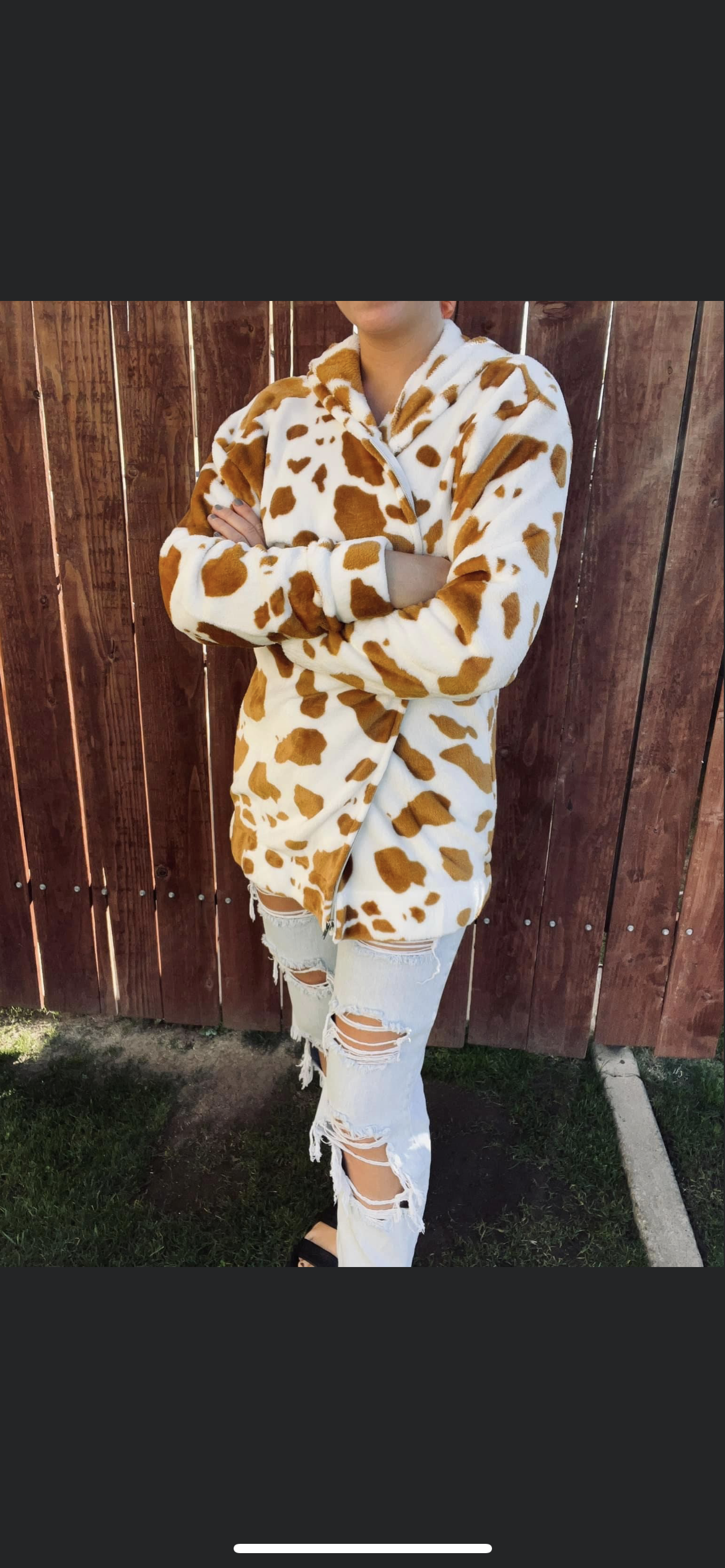 cowprint zip up