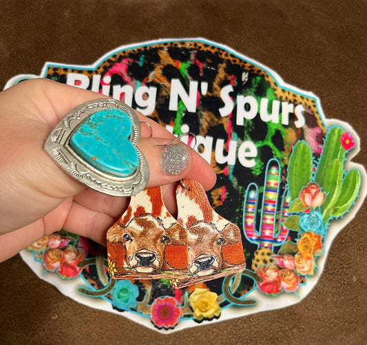Cow tag earring