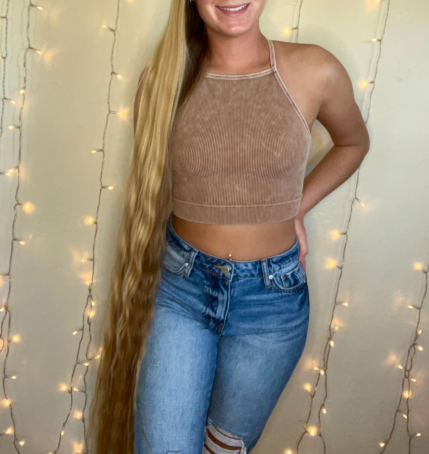 Distressed crop top