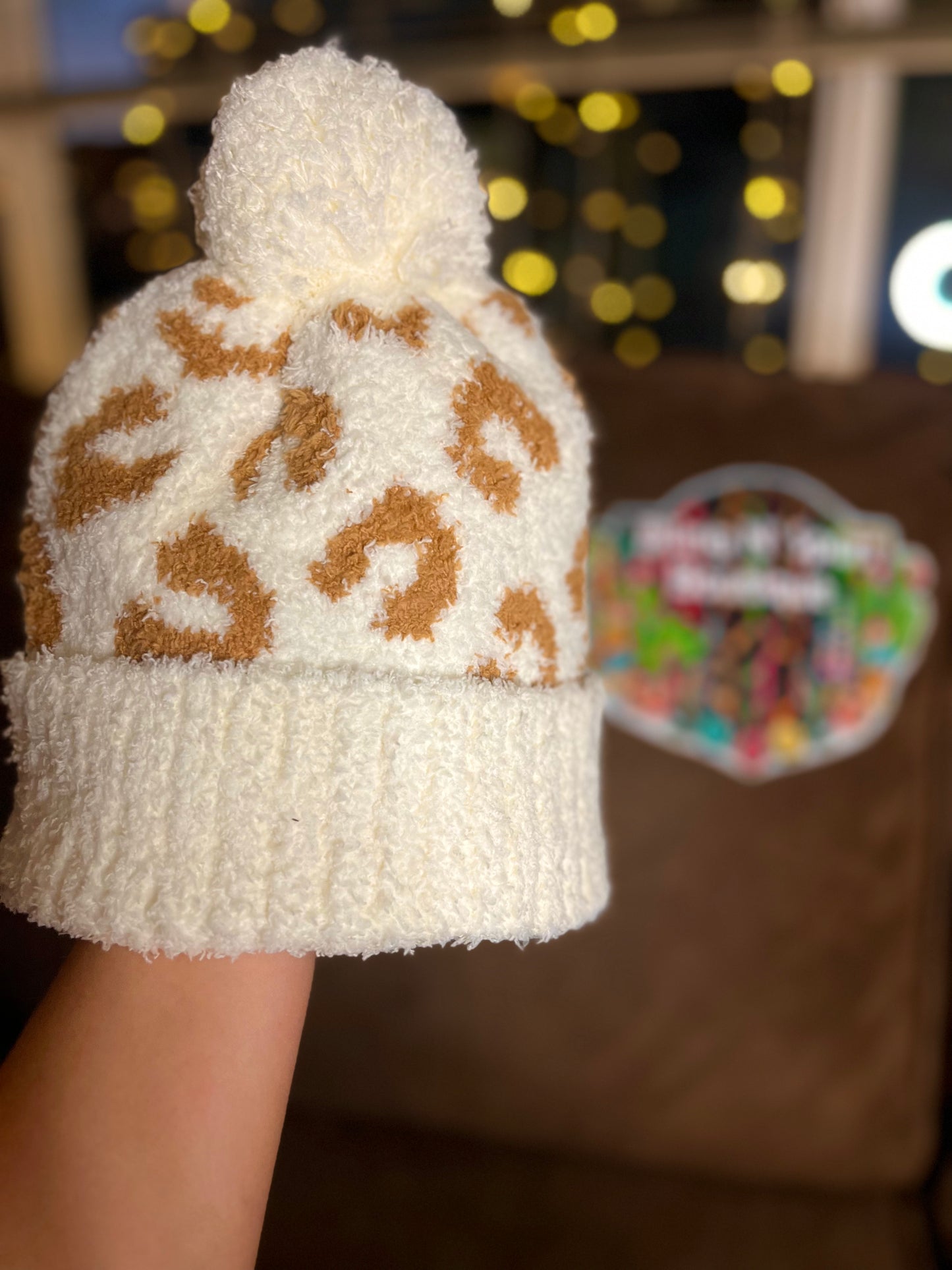 white leopard beanie
