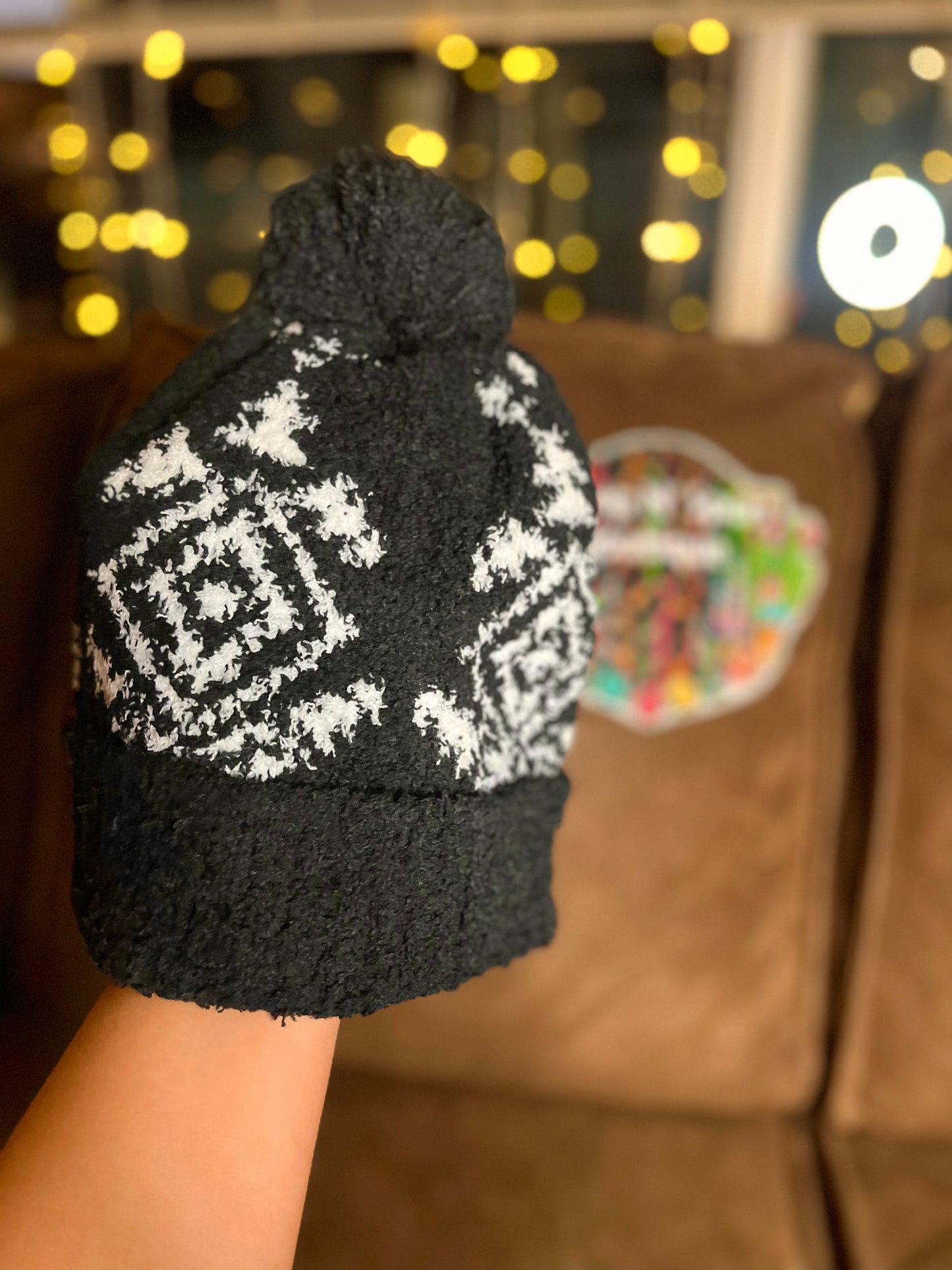 black aztec beanie