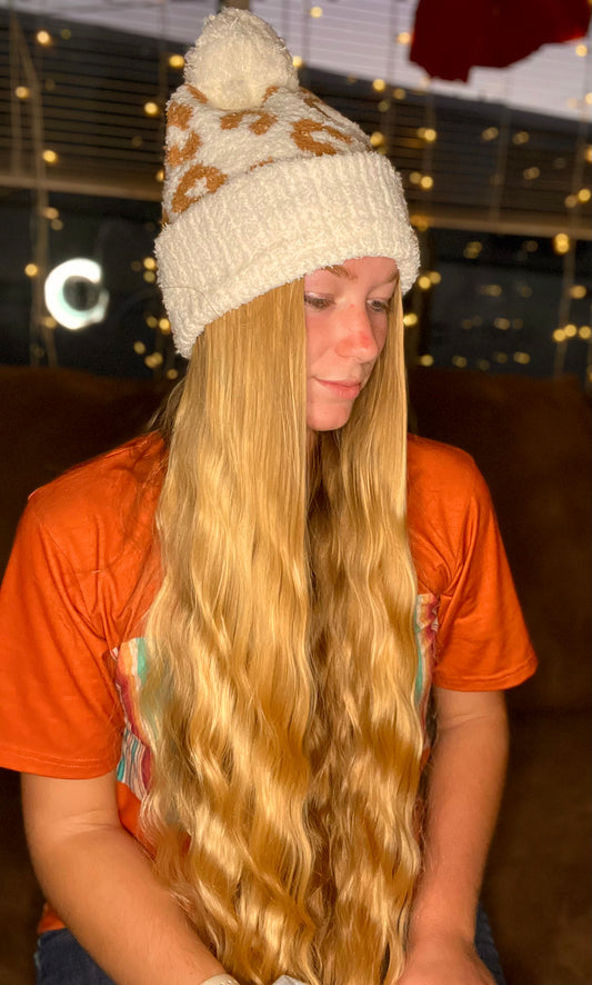 white leopard beanie