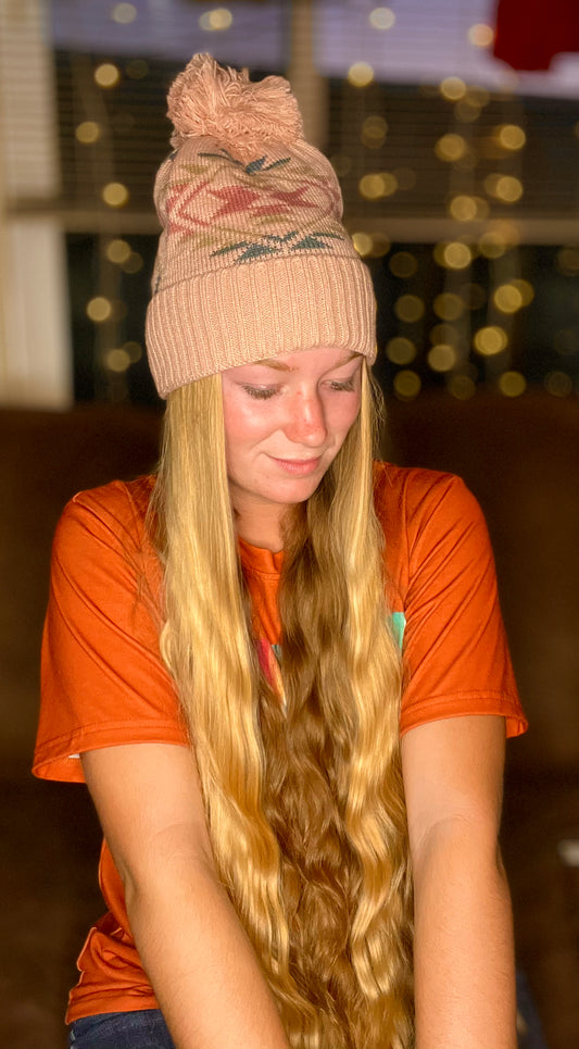pink aztec beanie
