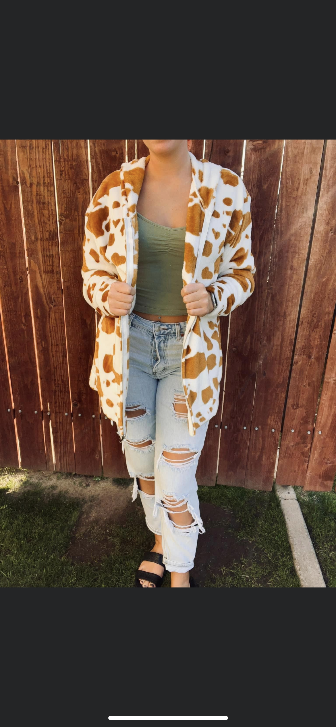 cowprint zip up