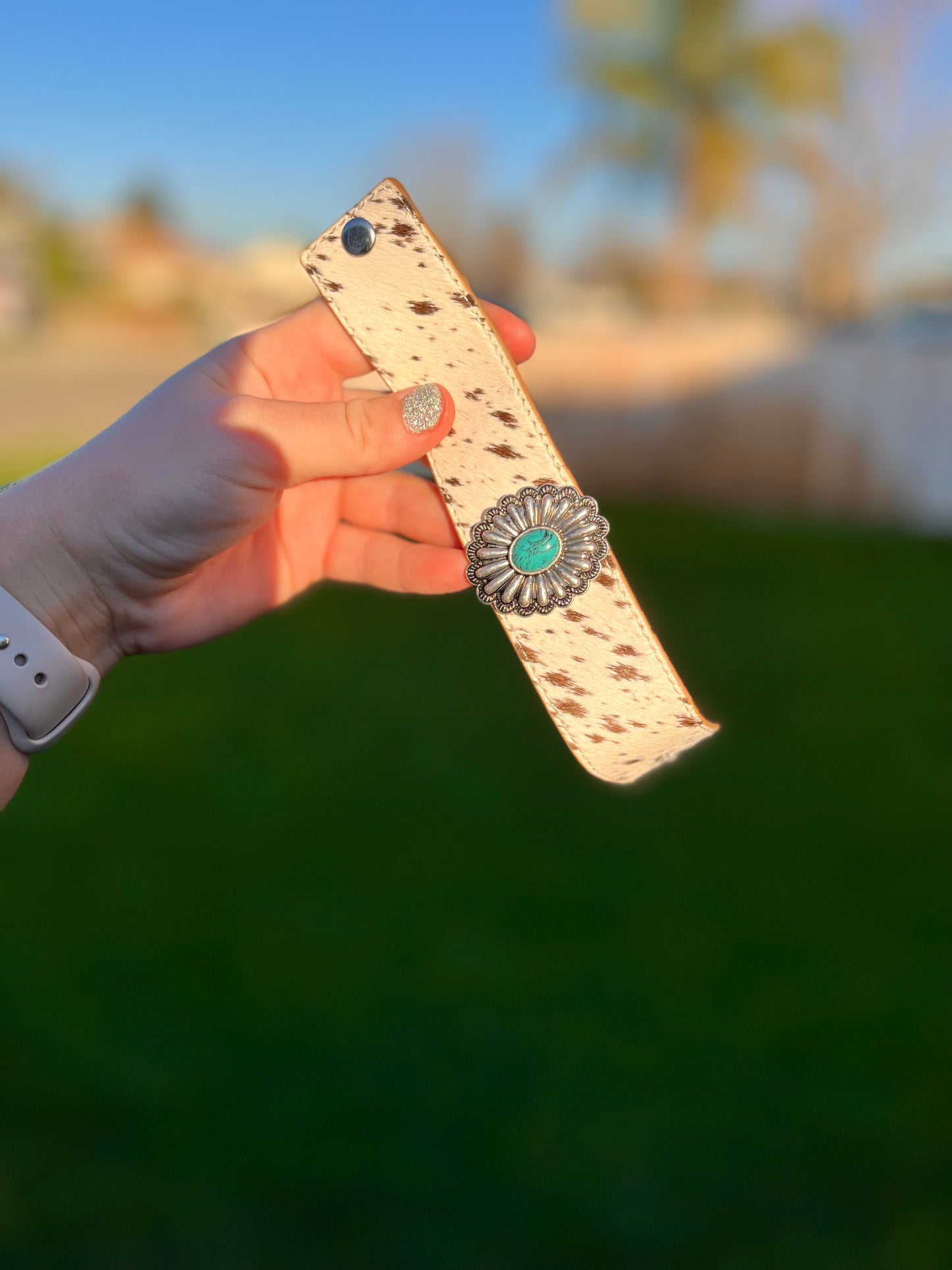 cowhide wristlet