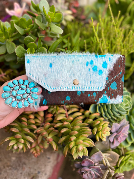 Turquoise cowhide wallet